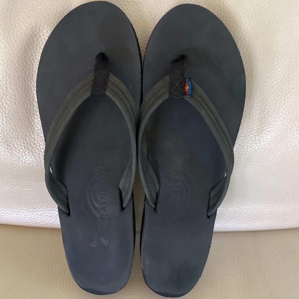 Womens rainbow flip flops szxl